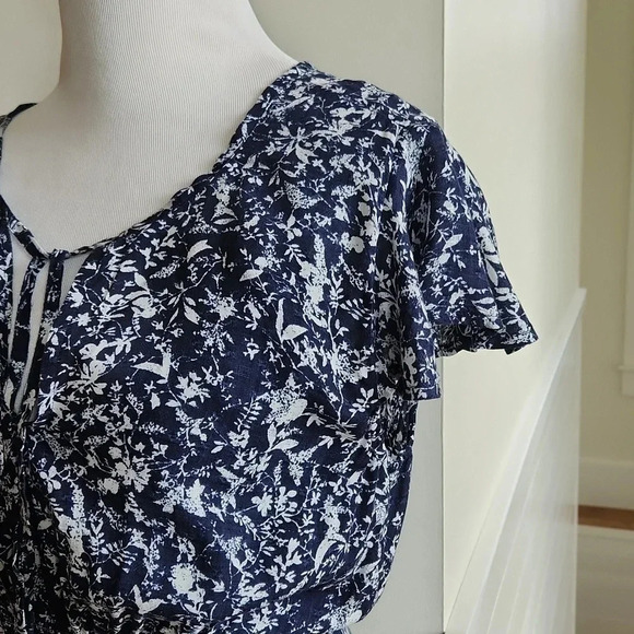 ||LUCKY BRAND|| dress, blue/white, floral, midi, cap sleeves, size extra small - Picture 3 of 5